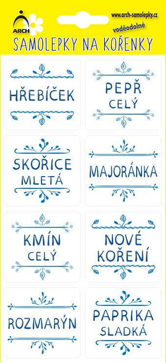 Modro/modré - základní druhy - 72 etiket v blistru