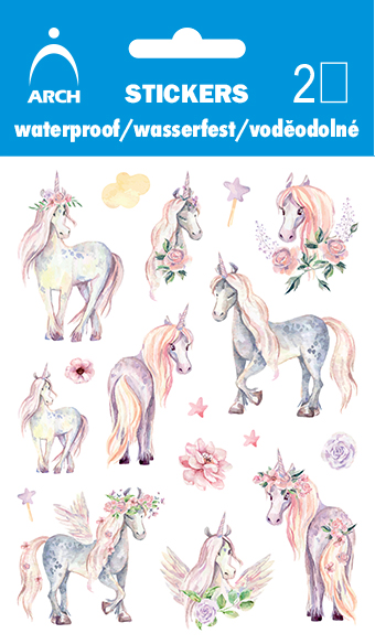 Voděodolné samolepky - jednorožci 01