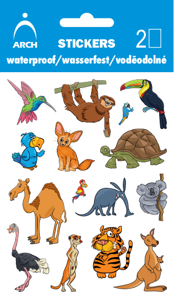 Voděodolné samolepky - zvířata světa