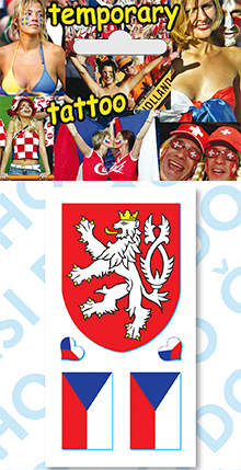 Tetovací obtisky vlajky ČR - Znak a 2 vlajky