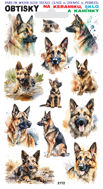 Obtisky na sklo, keramiku a kamínky - Německý ovčák