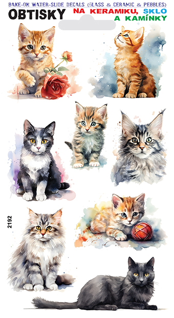 Obtisky na sklo, keramiku a kamínky - kočky a koťata 02