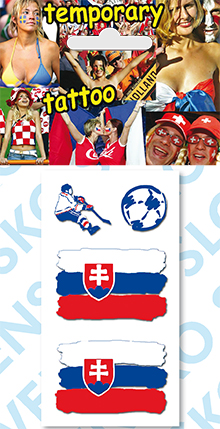 Tetovací obtisky vlajky SR - hokejista, míč a 2 vl