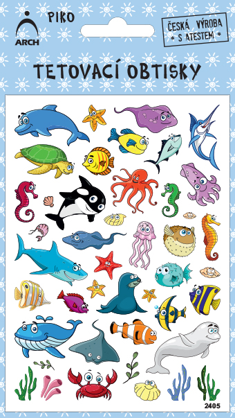 Dětské piko tetovací obtisky - mořský svět