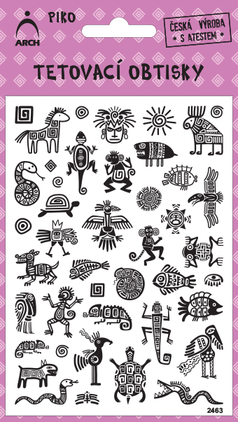 Černé piko tetovací obtisky - mayské