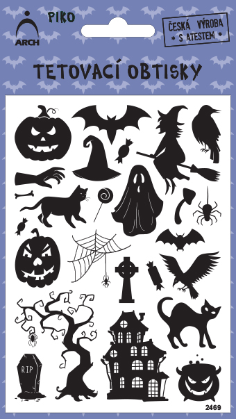 Černé piko tetovací obtisky - helloween dýně