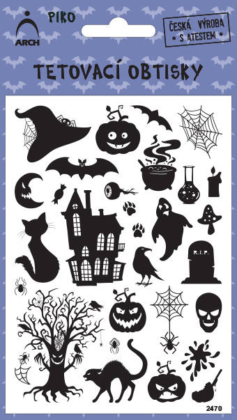 Černé piko tetovací obtisky - helloween dýně