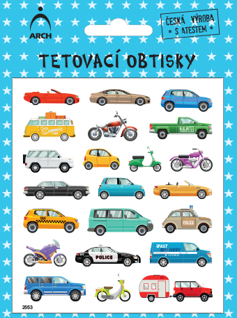 Dětské tetovací obtisky - dopravní prostředky 01