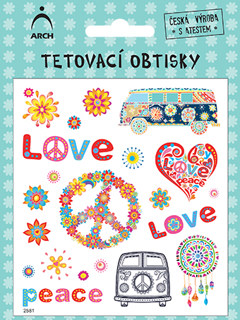 Dětské tetovací obtisky - hipíci 01