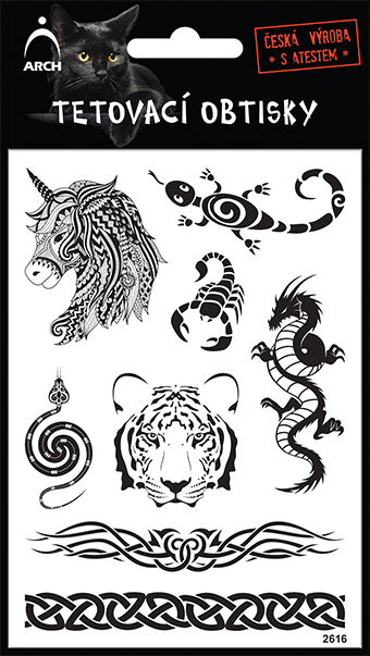 Černé tetovací obtisky - jednorožec