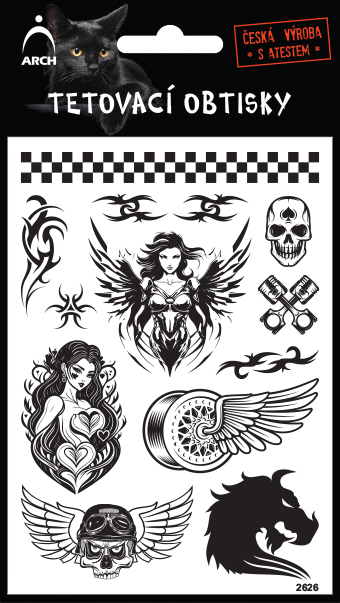 Černé tetovací obtisky - motorky