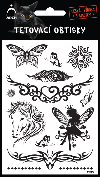 Černé tetovací obtisky - motýl