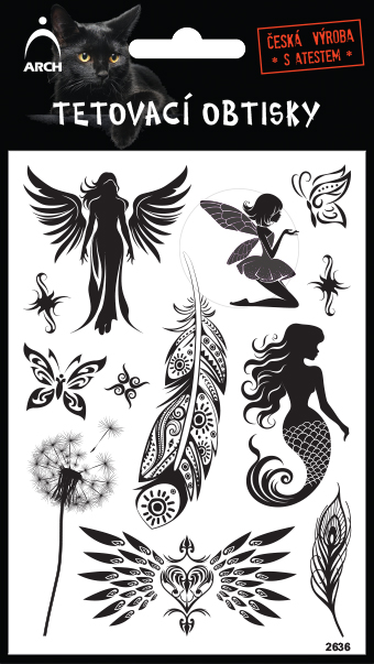 Černé tetovací obtisky - pampeliška