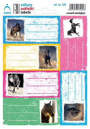 Školní štítky - Koně v akci