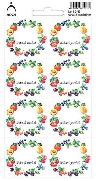 OVOCE - Natural product - 8 voděodolných etiket