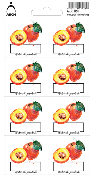 BROSKVE - Natural product - 8 voděodolných etiket