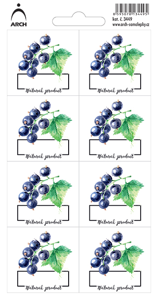 ČERNÝ RYBÍZ - Natural product - 8 voděodolných etiket