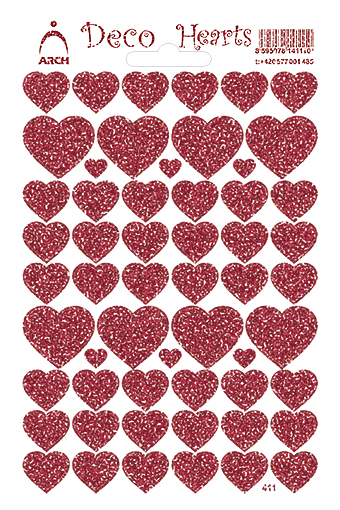 Srdíčka červená glitter - Deco Hearts
