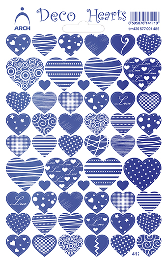 Pestrá srdíčka modrá - Deco Hearts