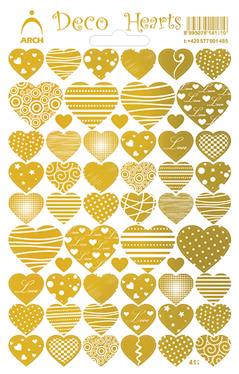 Pestrá srdíčka zlatá - Deco Hearts
