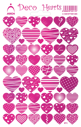Pestrá srdíčka růžová - Deco Hearts