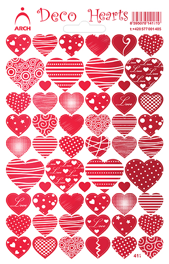 Pestrá srdíčka - Deco Hearts - MIX po 5 kusech