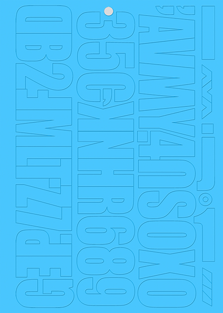 Nástěnková písmena a číslice - modré - 4 sady