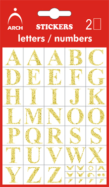 Písmena zlatá A-Z, výška 14 mm - 2 archy v blistru