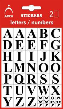 Písmena A-Z, výška 14 mm - 2 archy v blistru