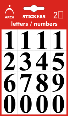 Čísla 0-9, výška 26 mm - 2 archy v blistru
