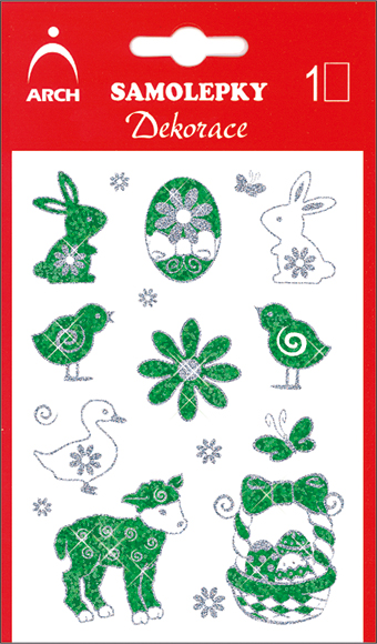 Velikonoční zelené se stříbrnými glitry