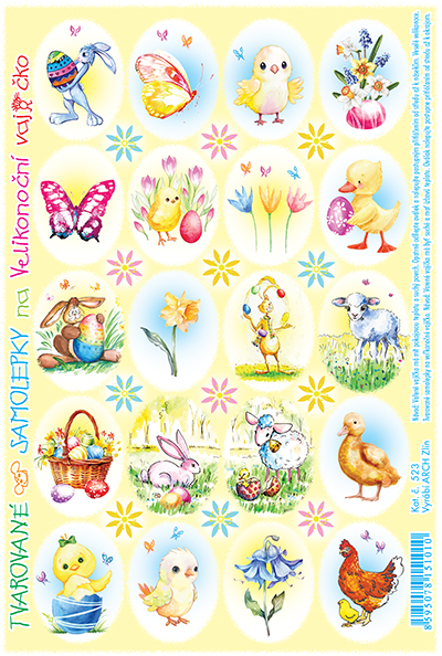 Glitrované samolepky - zajíc s kraslicí