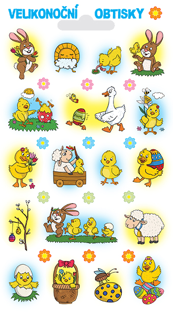 Obtisky s glitry - zajíček s kytkou (31 obr.)