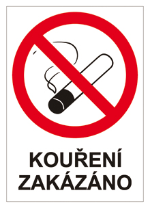 KOUŘENÍ ZAKÁZÁNO A4 - plast. cedulka