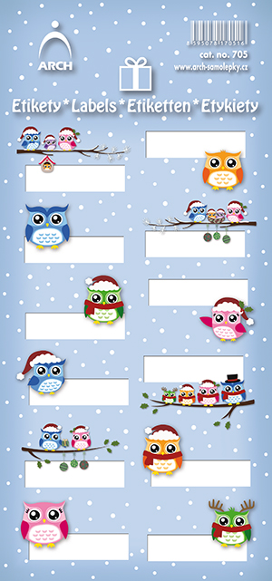 Vánoční etikety - sovy