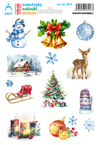 Vánoční samolepky - sněhulák a zvonky
