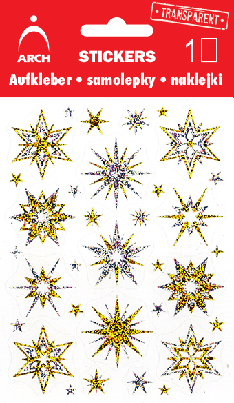 Vánoční holografické samolepky - hvězdičky 02