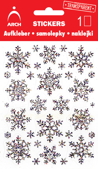 Vánoční holografické samolepky - stříbrné vločky jemné
