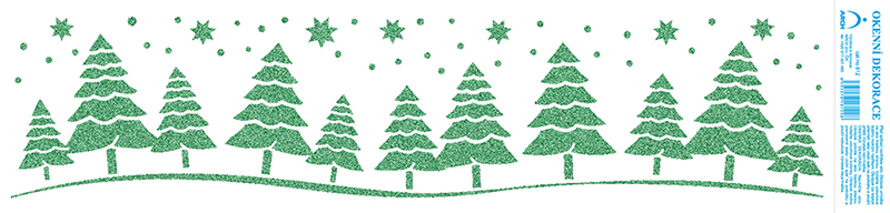 Stromky - tisk zelenými glitry