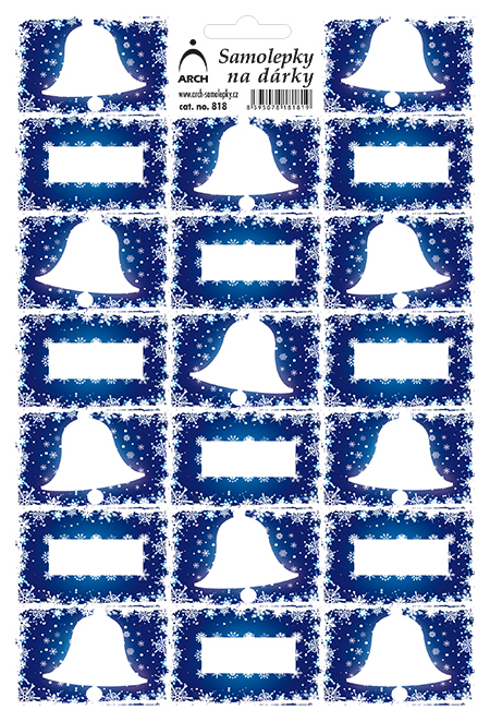 Etikety na dárky zvonky - modré