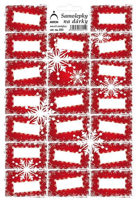 Etikety na dárky vločky - červené