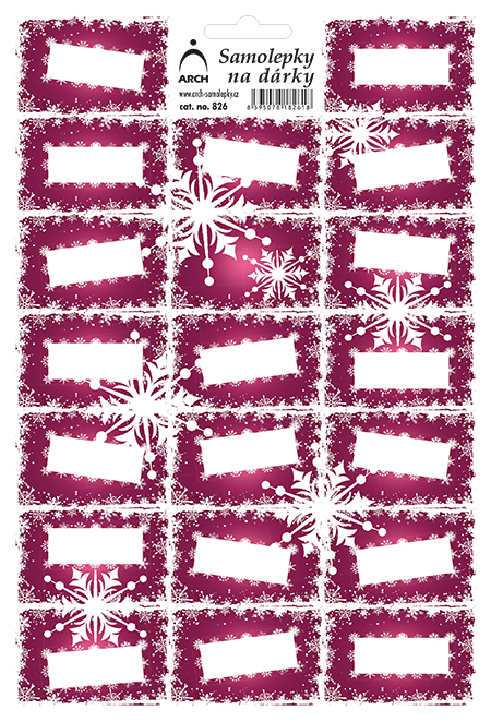 Etikety na dárky vločky - fialové