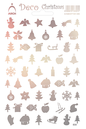 Stříbrné hladké dekorační vánoční obrázky