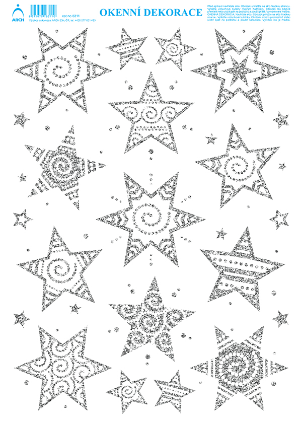 Hvězdičky 2 - tisk stříbrnými glitry