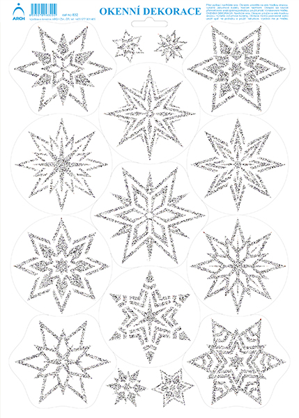 Hvězdičky 1 - tisk stříbrnými glitry