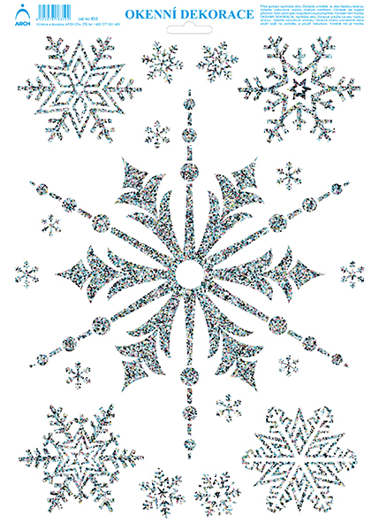 Velká vločka - tisk stříbrnými glitry