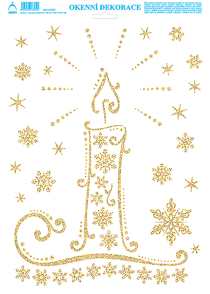 Vánoční svíce - tisk zlatými glitry