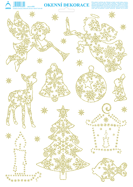 Andílek s trubkou - tisk zlatými glitry