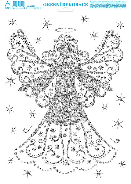 Vánoční andílek - tisk stříbrnými glitry