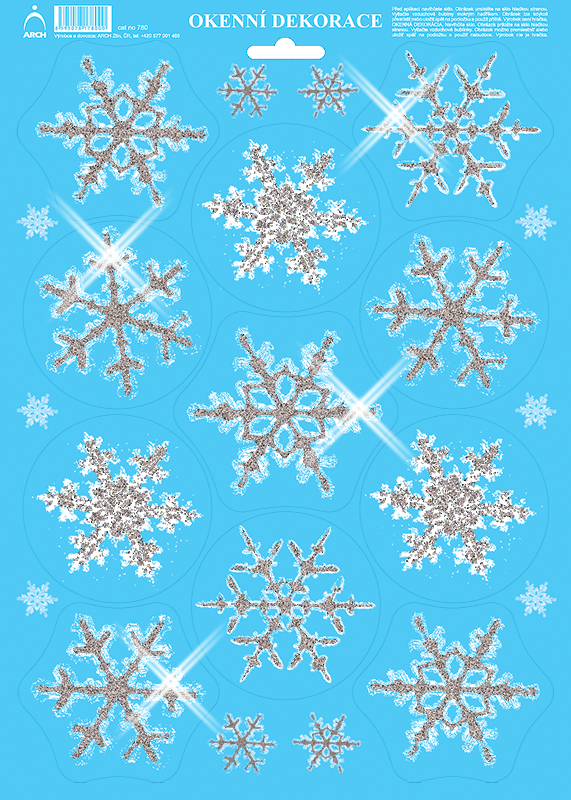 Vánoční vločky velké - se stříbrnými glitry